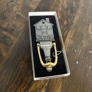 Bless This Home Door Knocker - Gold and Steel